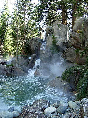 Shotcrete faux rock waterfall with pool